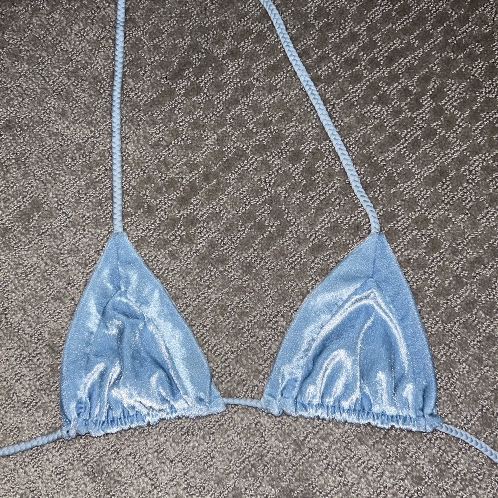 COPY - Frankie’s bikinis blue velvet swim top